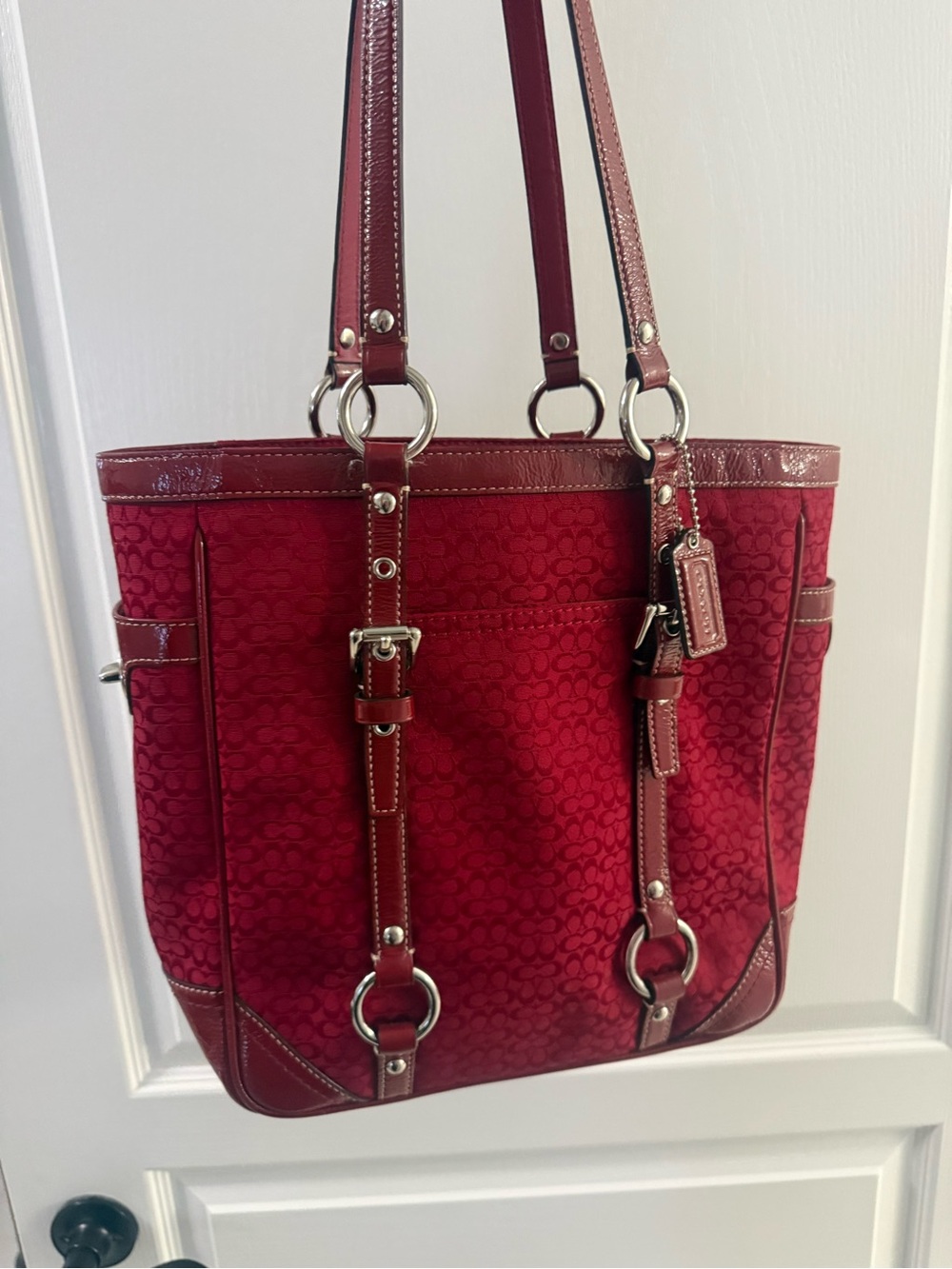 Vintage Y2K Coach Turnlock Red Tote